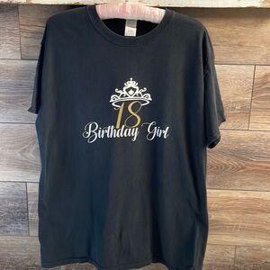 Gildan 18 Birthday Girl, Princess, Large, Black, White and Gold